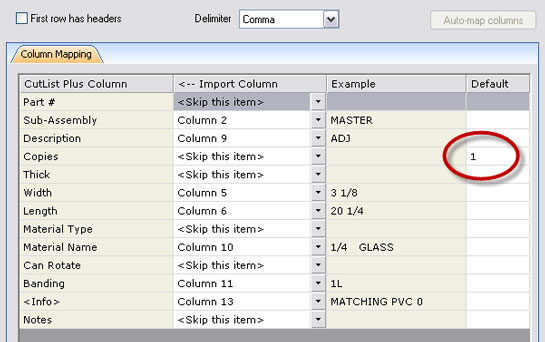 import wizard setup for Cabnetware