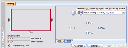 molding in the banding editor