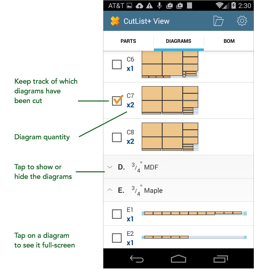 diagrams list screen (Android)