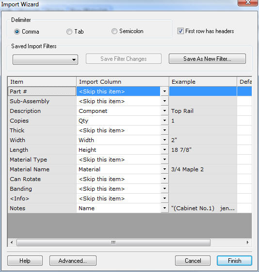 import wizard setup for ecabinets with Platinum Edition